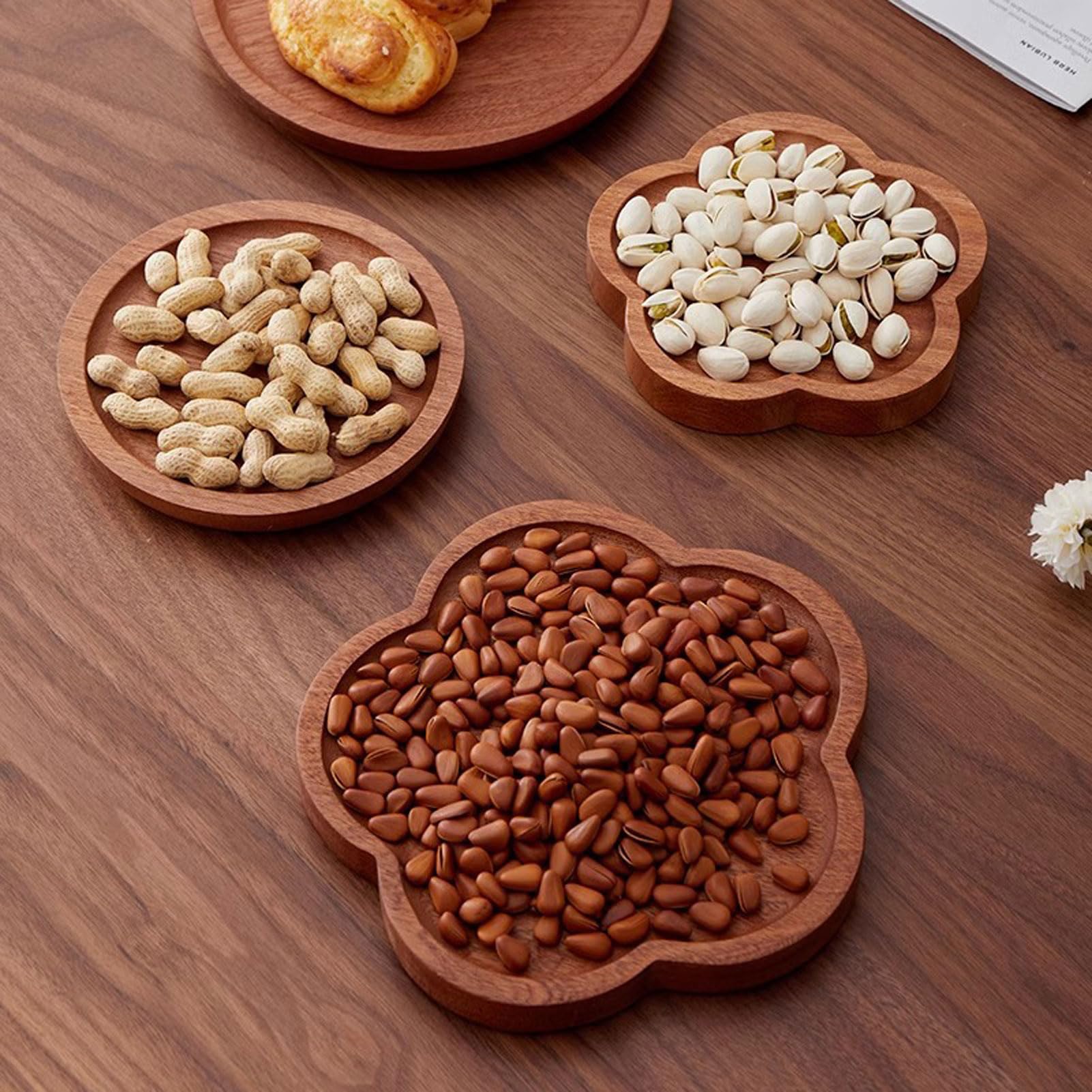 HUHJYUGE Bandeja de Madera, Bandeja de Cocina, Bandejas para Servir Comida, Bandeja Madera Decorativa Rectangular/Redonda, Bandeja para Desayuno, Té, Mesa de Café (Rectangular/40x25x2cm)