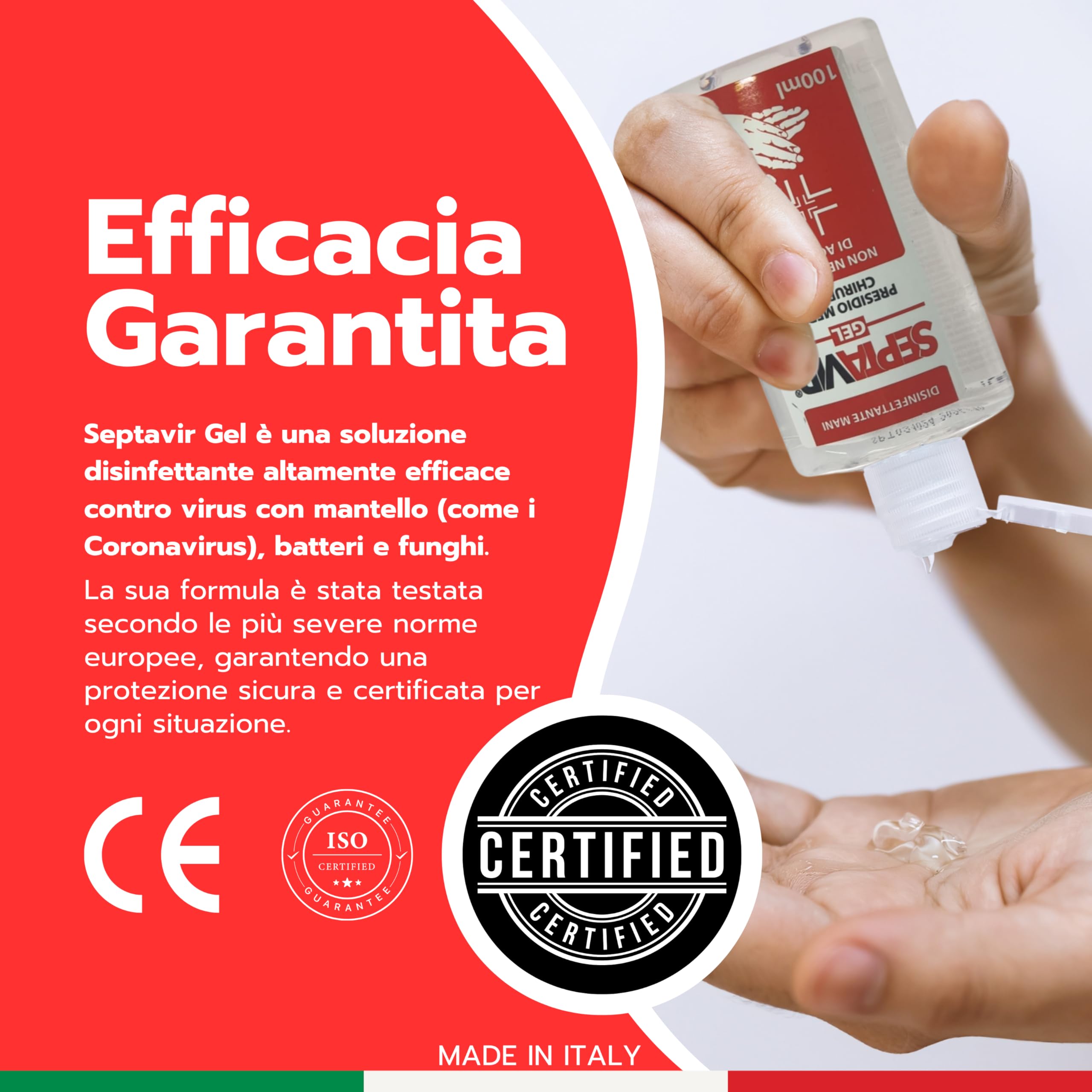Disinfettante Mani Gel 100ml Pronto all’Uso Presidio Medico Chirurgico Senza Risciacquo