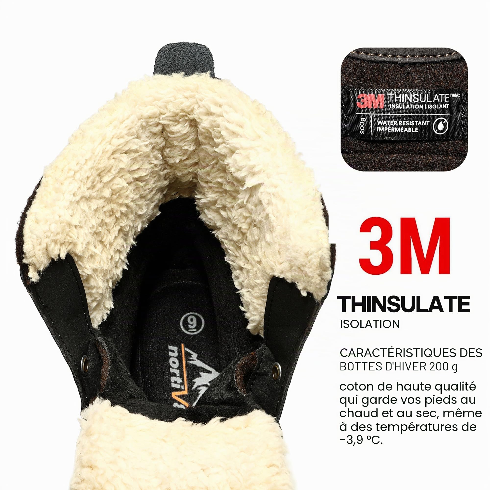 NORTIV 8 Bottes de Neige pour Hommes Imperméables
