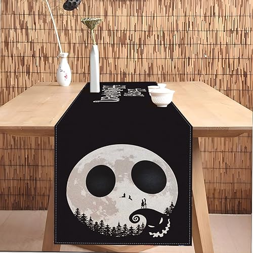 Miniatura 3 de Vohado Camino de mesa de Feliz Halloween, El extraño mundo de Navidad, decoración de calavera de luna, comedor, hogar, cocina, mesa (13 x 108