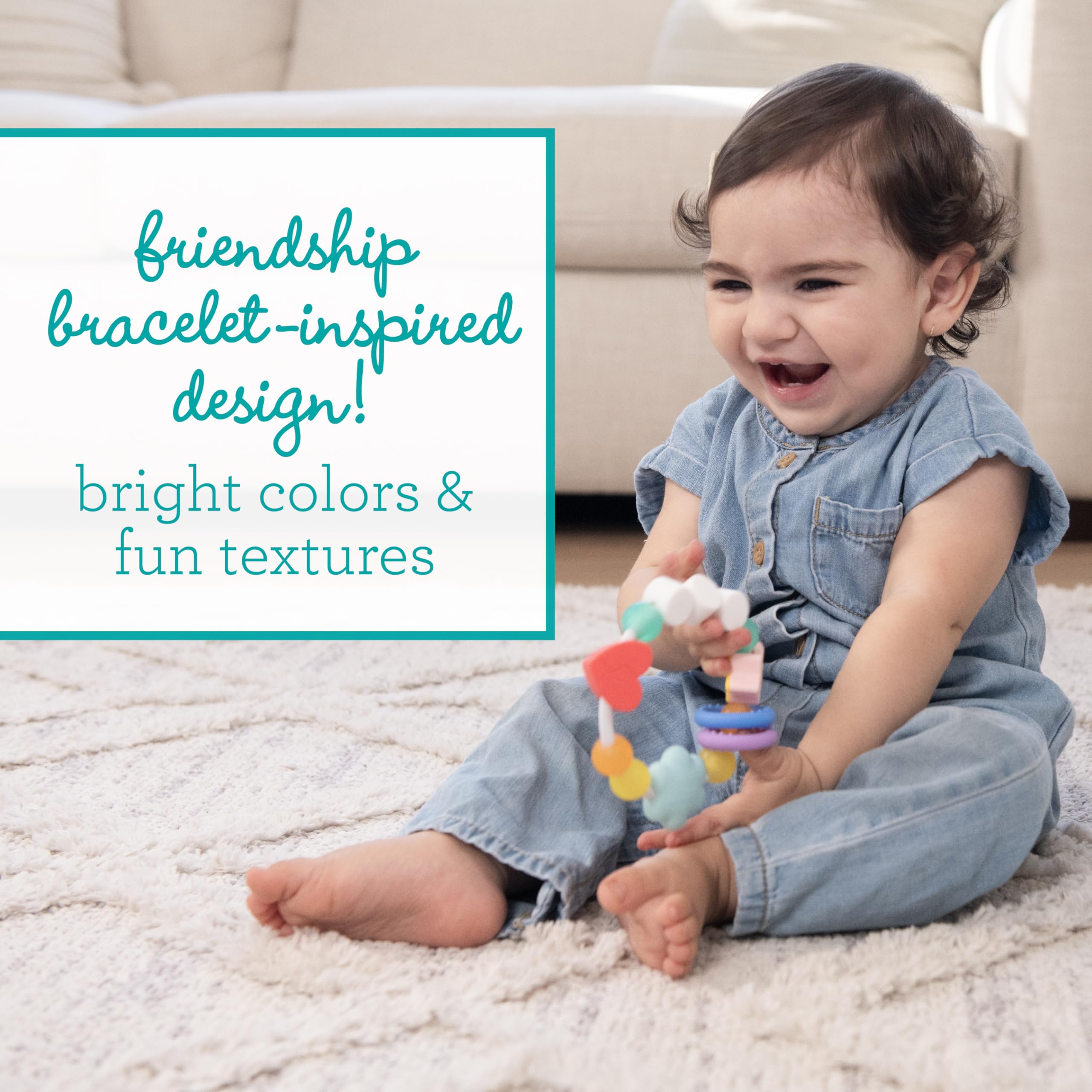 Infantino BFF Friendship Baby Teether - Soft Silicone Baby Teething Toy with Textures, Bright Colors, and Easy-Grip Design - Image 3