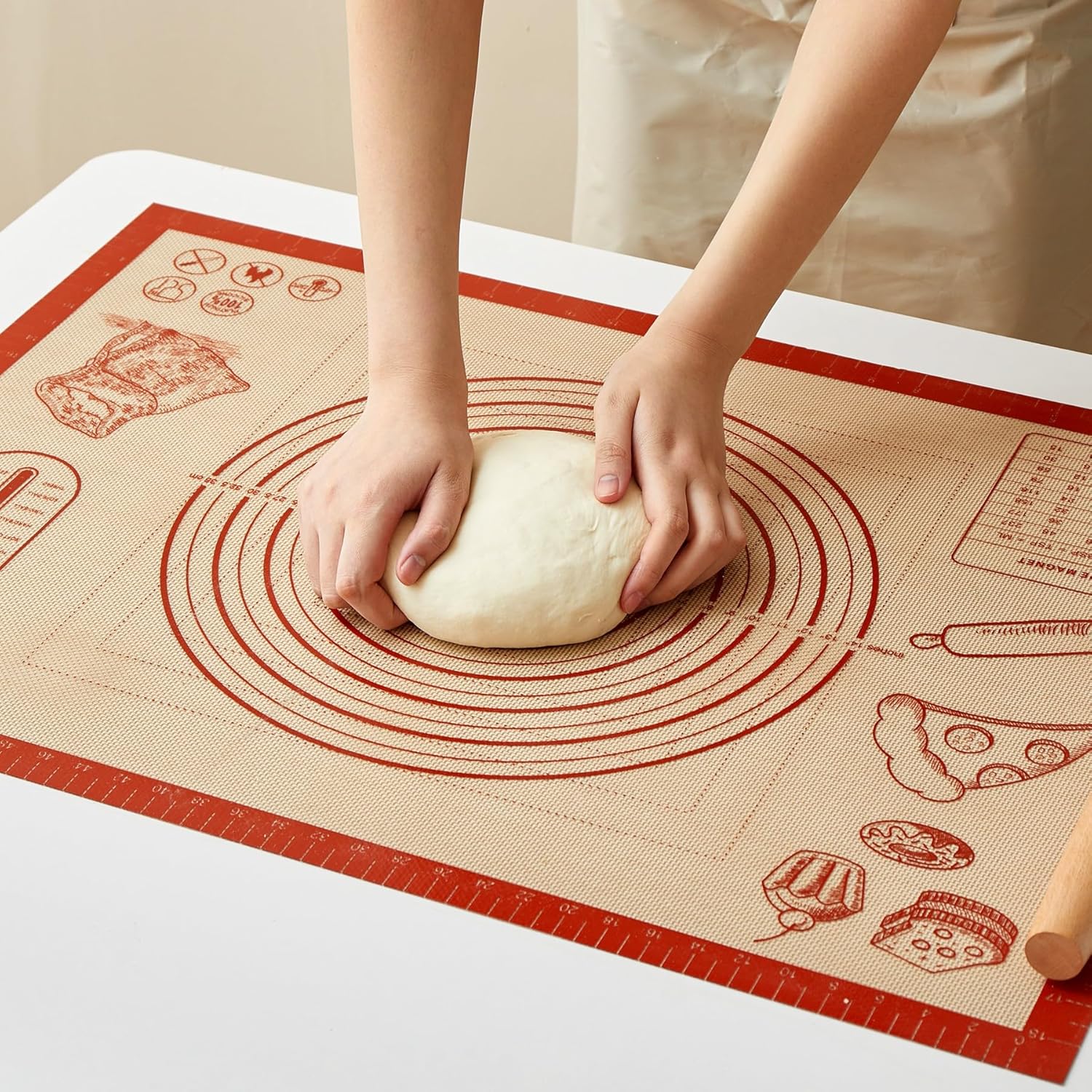 Silicone Baking Pastry Dough Mat - 32x24Inch Extra Large Cookie Bread Rolling Mats Sheet, Nonstick Kitchen Counter Kneading Board, Thick Reusable Pie Cookies Pizza Fondant Making Matt with Measurement