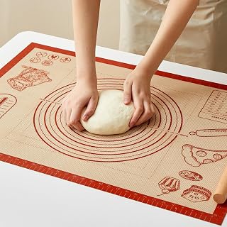 RAYOJOY Extra Thick 26x16 Inch Silicone Baking Mat with Measurements - Nonstick Pastry Mat for Dough Rolling, Bread Kneading, Pizza, Heat Safe to 450°F
