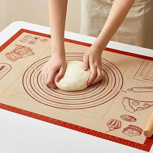 Silicone Baking Pastry Dough Mat - 28x20Inch Extra Large Cookie Bread Rolling Mats Sheet, Nonstick Kitchen Counter Kneading Board, Thick Reusable Pie Cookies Pizza Fondant Making Matt with Measurement