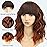 AISI HAIR Ginger and Brown Synthetic Wavy Curly Bob Wig with Bangs Short Wavy Hair for Women Synthetic Heat Resistant Bob Wigs