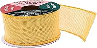 Vista 2 de Mandala Crafts Cinta de arpillera amarilla con alambre para corona, cinta de arpillera amarilla de yute natural rústico de 2 pulgadas de ancho, 10