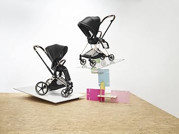 Cybex Mios 2 Complete Stroller, One-Hand Compact Fold, Reversible Seat, Smooth Ride All-Wheel Suspension, Extra Storage, Adjustable Leg Rest, Fancy Pink Seat with Chrome/Brown Frame