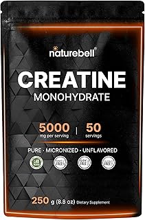 Creatine Monohydrate Powder 250g, 5000mg Per Serving, Pure Unflavored Creatine Powder - Micronized - Pre Workout | Keto | Vegan | Dissolves Easy | Filler Free – 50 Servings