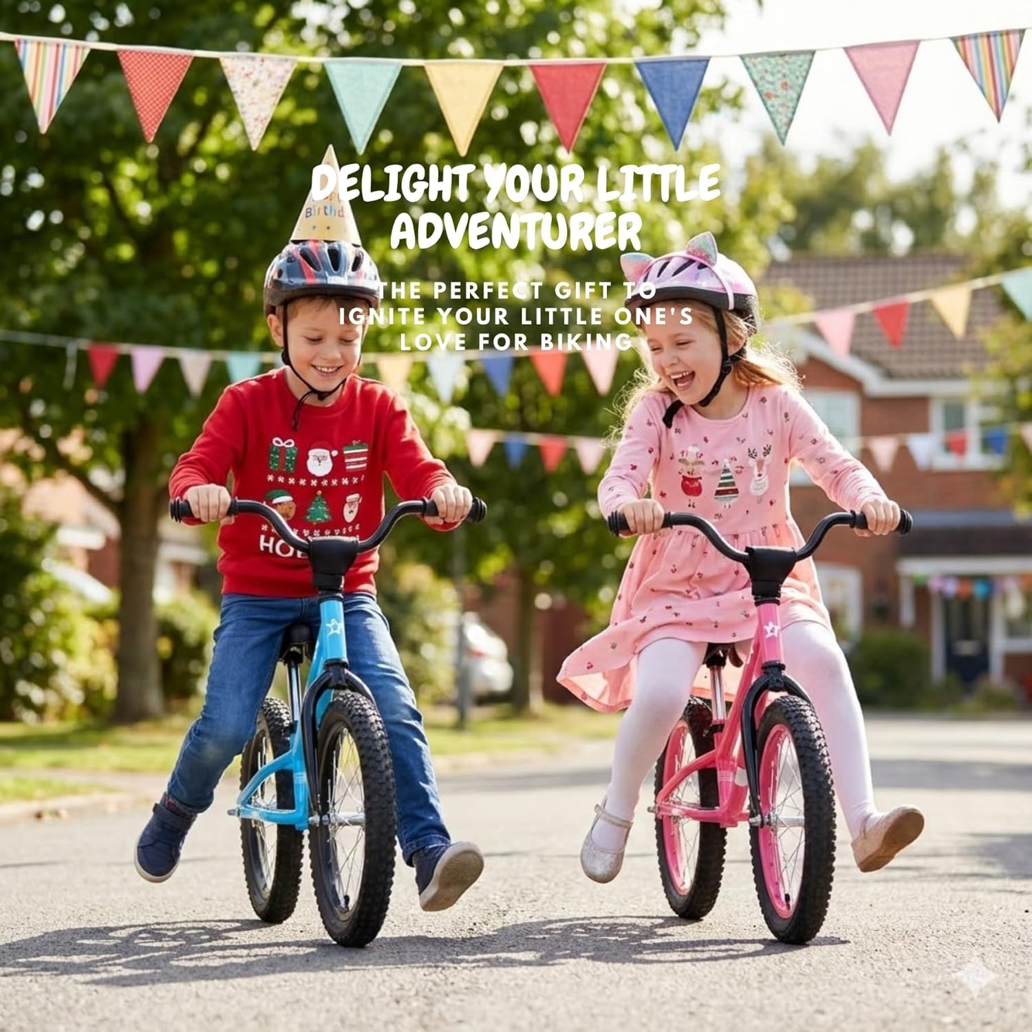 Kids Balance Bike with Real Rubber Air Tires - 16 Inch Big Kid Bicycle Ages 5-8, Adjustable Seat & Handlebars, Lightweight No Pedal Training Bike (White)