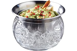 Prodyne Iced Dip-On-Ice Stainless-Steel Serving Bowl for Chilled Food and Beverages, 22oz