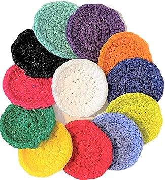 Handmade Round Dish Scrubbers - Single Layer - Nylon Yarn Scrubbies - Set of 3 - Reusable - Sponge - Scouring Pad - Kitchen Helper - Exfoliating Pad