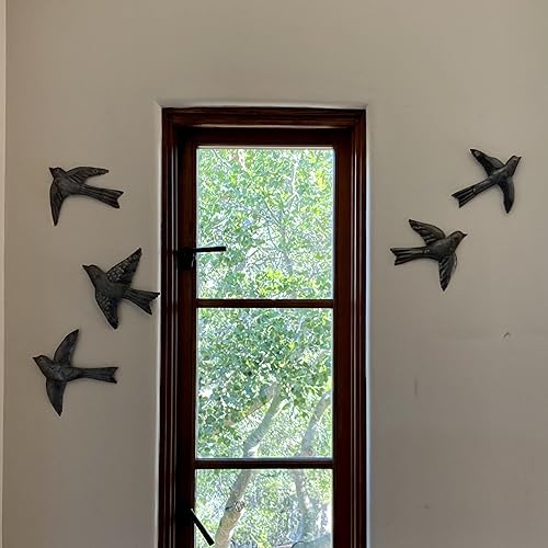 Miniatura 4 de Juego de 5 pájaros decoración de pared, bonitos pájaros voladores, para interiores y exteriores, hechas a mano, decoraciones de pared para sala de
