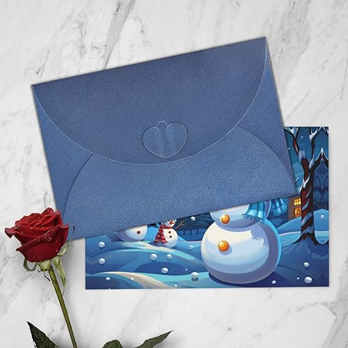 Miniatura 8 de Tarjetas de cumpleaños de muñeco de nieve de invierno con sobres, esta tarjeta de felicitación en blanco utiliza un paquete de sobre de botón de