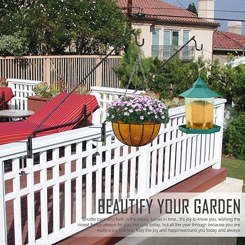 Miniatura 7 de Gancho de cubierta de valla resistente de 31 pulgadas, barra giratoria sólida para comedero de pájaros, soporte extendido ajustable de 360, ganchos