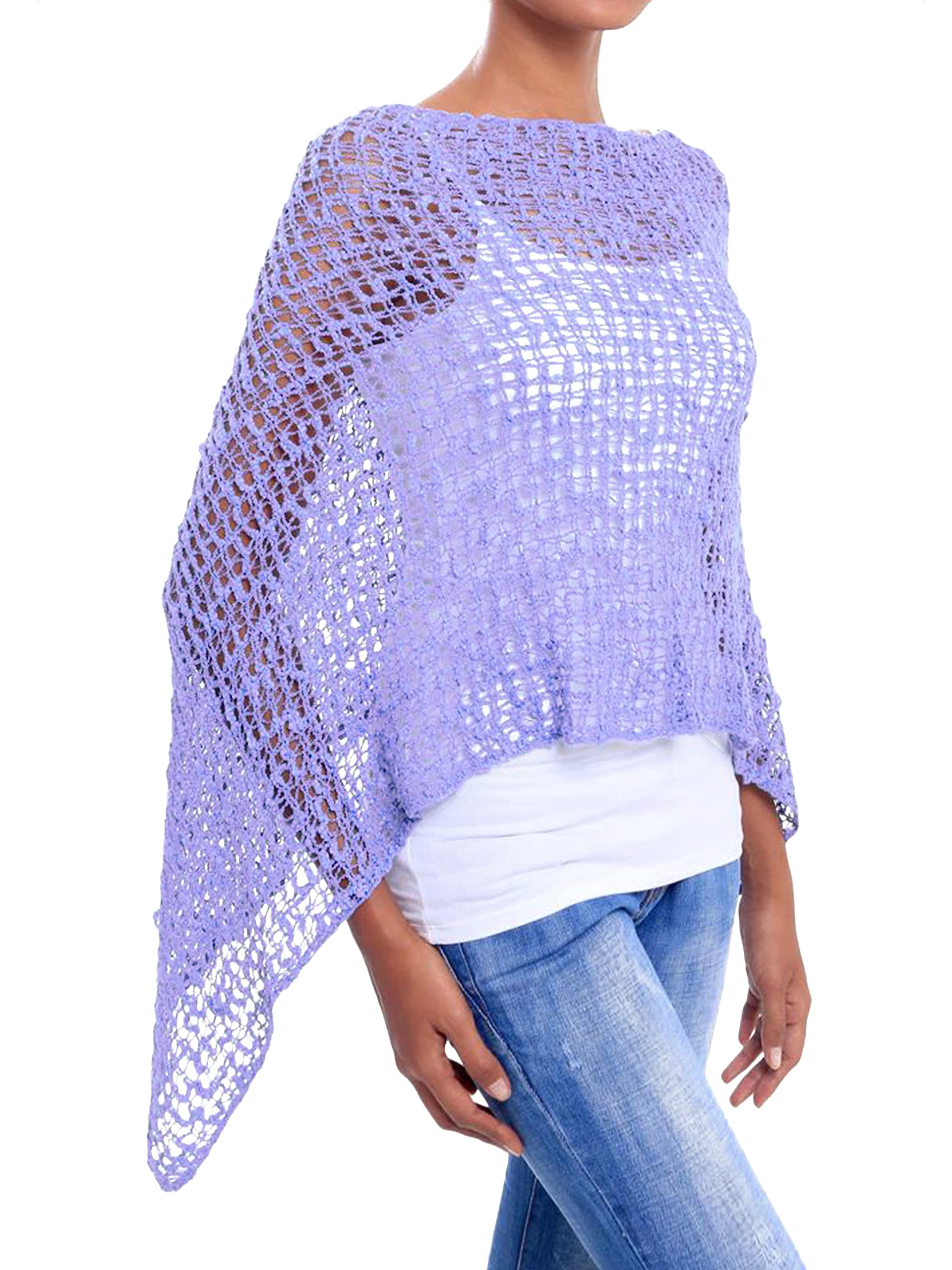 JOPHY & CO. Poncho pour femme, en maille à effet tricoté, couvre-épaules, au crochet, été et printemps, pour femme, léger et doux, (cod. 1511)
