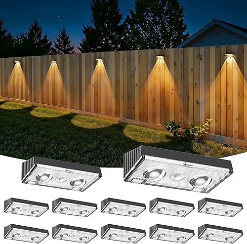 Miniatura 7 de NIORSUN - Luces solares para valla, paquete de 12 luces para terraza, color blanco cálido, bombilla impermeable para exteriores LED IP65, lámpara de
