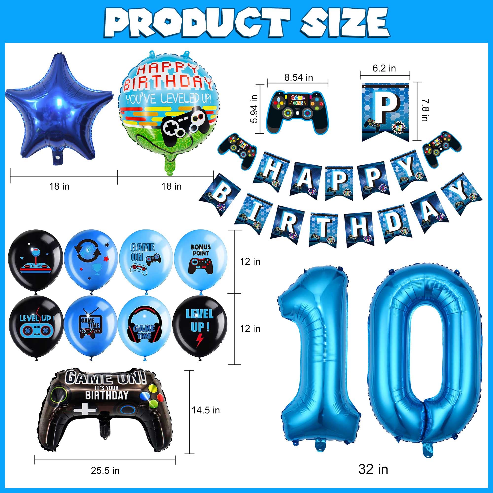 Betensh Decorazioni Compleanno 13 Anni, Palloncini Blu Compleanno Bambino, Palloncino Numero 13, Addobbi Compleanno Bambino con Decorazioni Torte, Videogiochi Addobbi Companno per Festa Compleanno