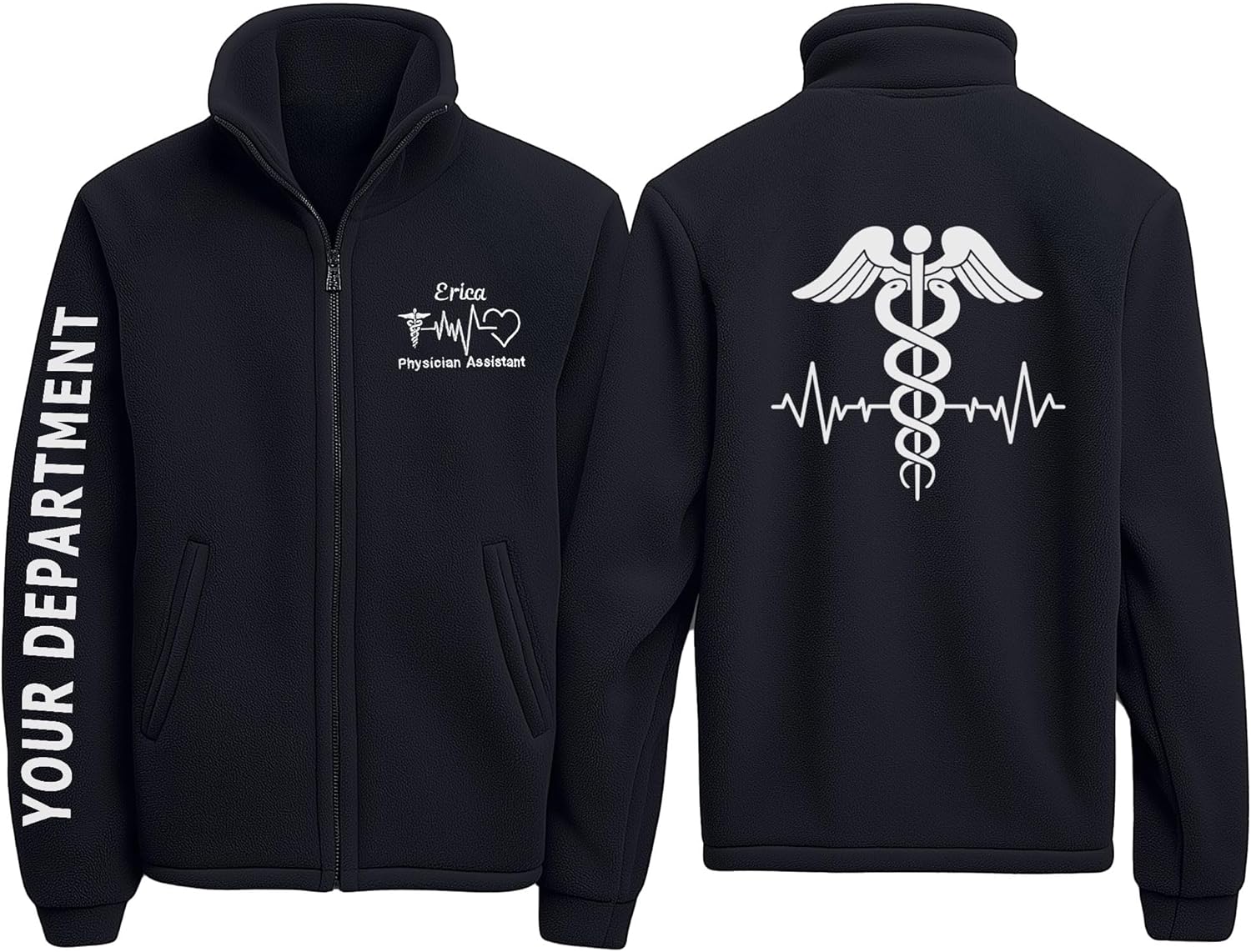 Custom Embroidered Nurse Fleece Jacket, RN CNA LPN Medical Zip Up Coat, Personalized Nursing Jacket,Gift for Nurse 2