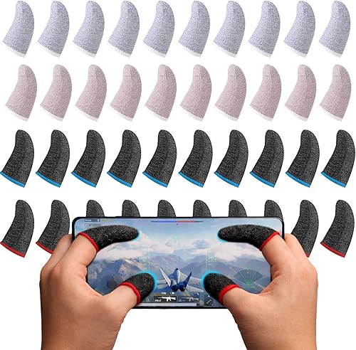 Miniatura 8 de Geyoga 40 fundas para dedos para juegos para pulgares, protector de dedos para juegos móviles (negro)