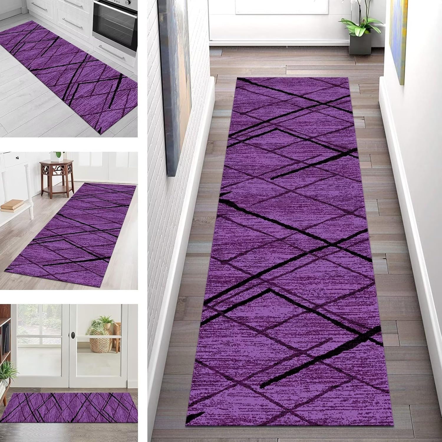 Rug Runner Kitchen non slip Carpet Runners Hallway 40X120CM Purple