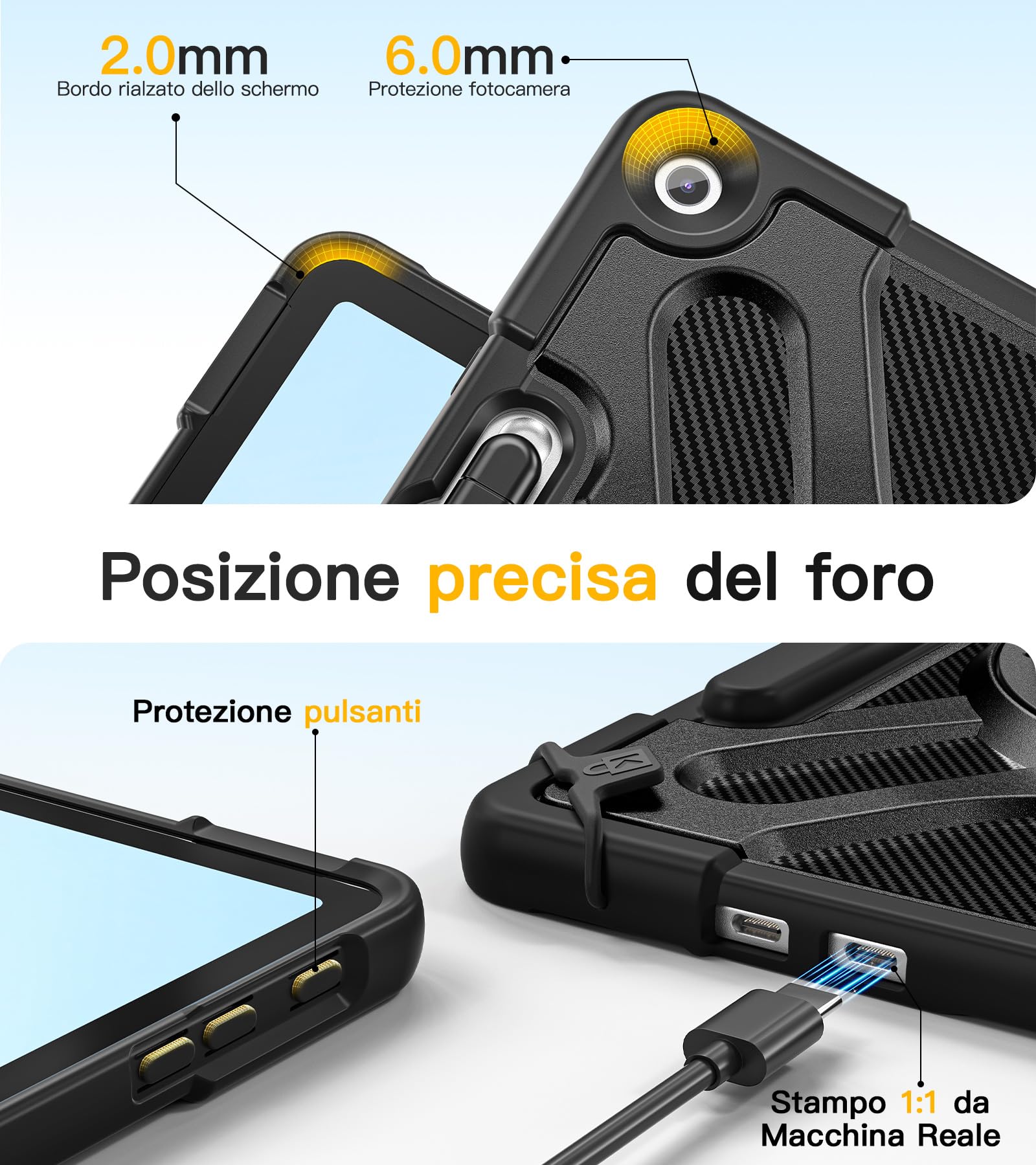 BRAECN Cover per Microsoft Surface Pro 12 Pollici 2025 | Antiurto Robusto Custodia con Supporto Girevole a 360°, Cinghia a Mano, Nero