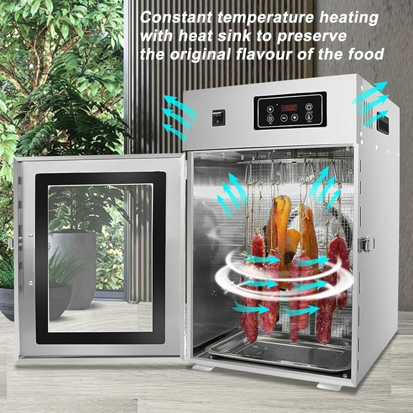Deidratatore Alimentare in Acciaio Inossidabile, Decoratore di Carne Rotatoria con Termostato Regolabile da 30 A 90 C 24 Ore, Cena Alimentare