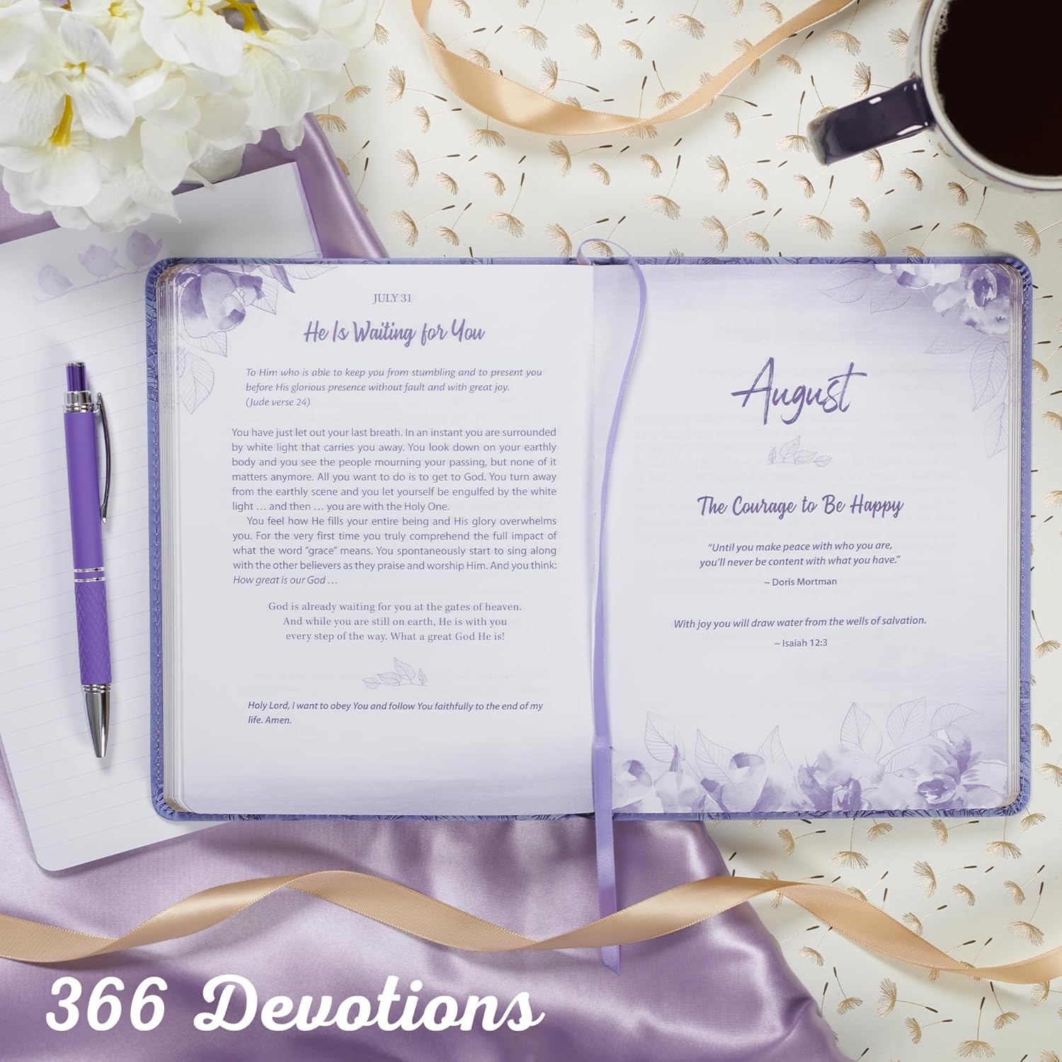Strong & Courageous 366 Devotions on Living Bravely and Confidently, Purple Faux Leather - Image 3