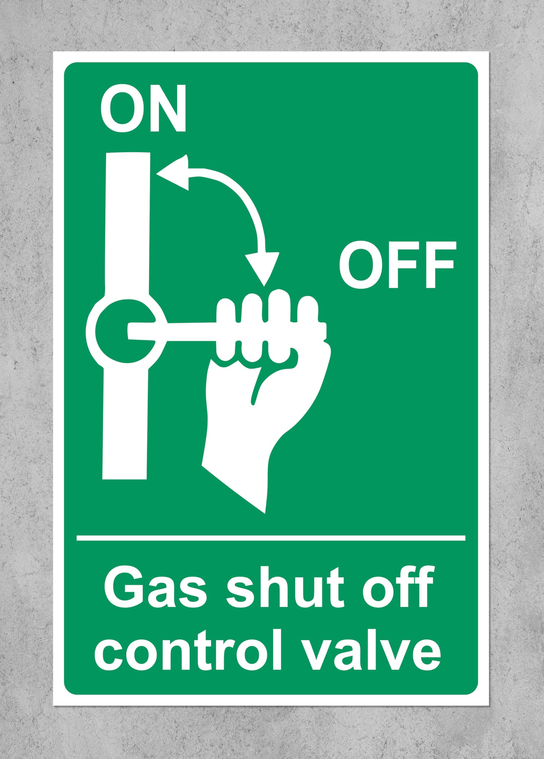 Gas Shut off control valve Safety sign - 1mm Plastic sign (400mm x 300mm)
