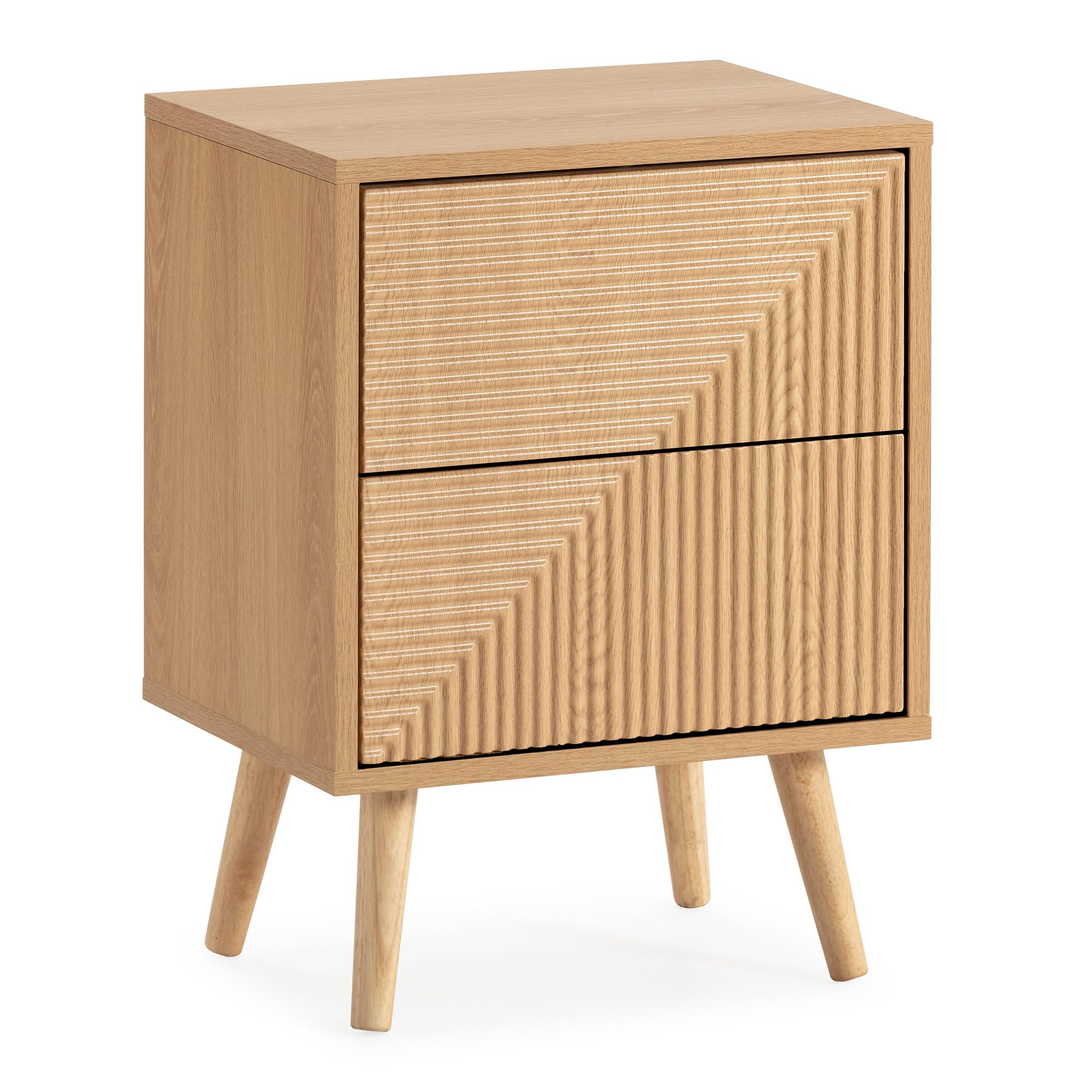 HOMN LIVING Mesita de Noche Telmo 2 cajones Color Roble, 40 cm (Ancho) 30 cm (Profundo) 55 cm (Altura)