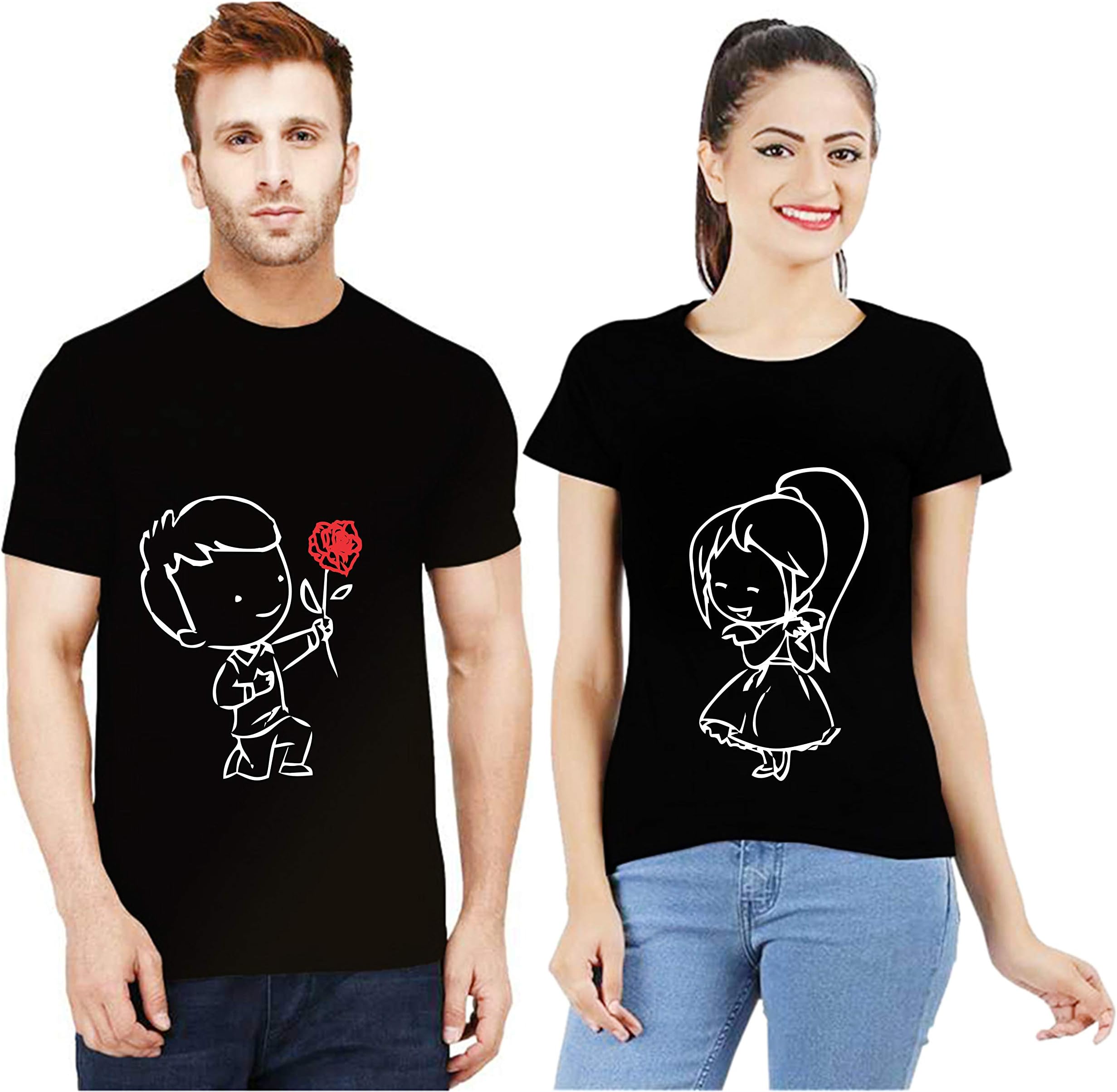 Uniplanet StoreKing and Queen Couple t Shirt | Couple Lovers T Shirt |Cute Couple T Shirt Cartoon T Shirts