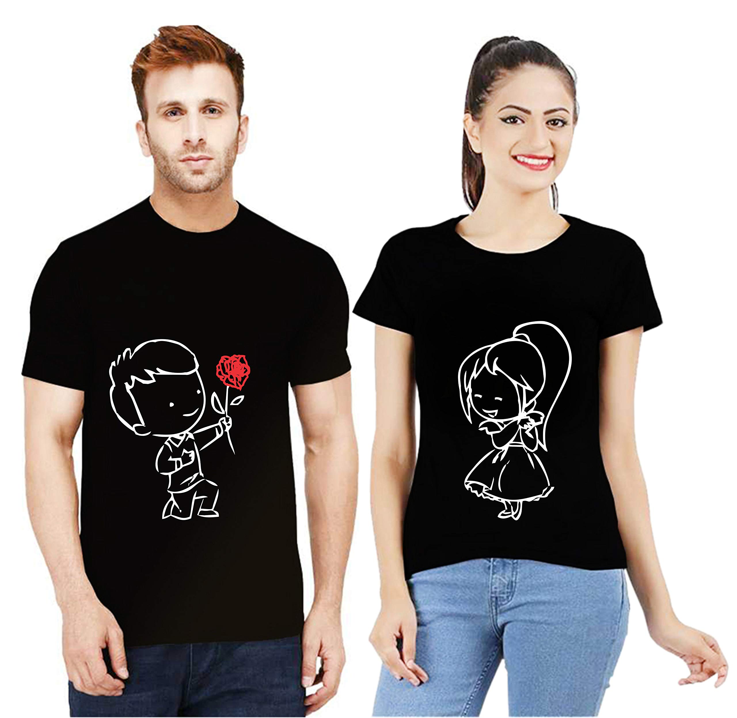 Uniplanet StoreKing and Queen Couple t Shirt | Couple Lovers T Shirt |Cute Couple T Shirt Cartoon T Shirts