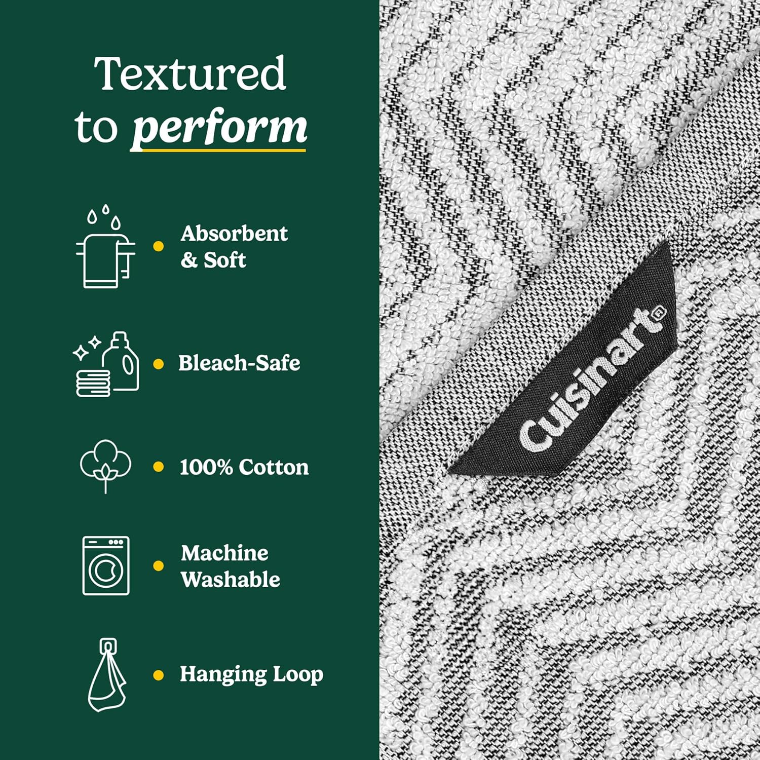 Best Brands Cuisinart Kitchen Towels 2 Pack – 100% Cotton Dish Towels for Kitchen Drying, Bleach Safe & Super Absorbent Hand Towels 18”x28”, Durable Soft Cotton Tea Towels for Everyday Cleaning
