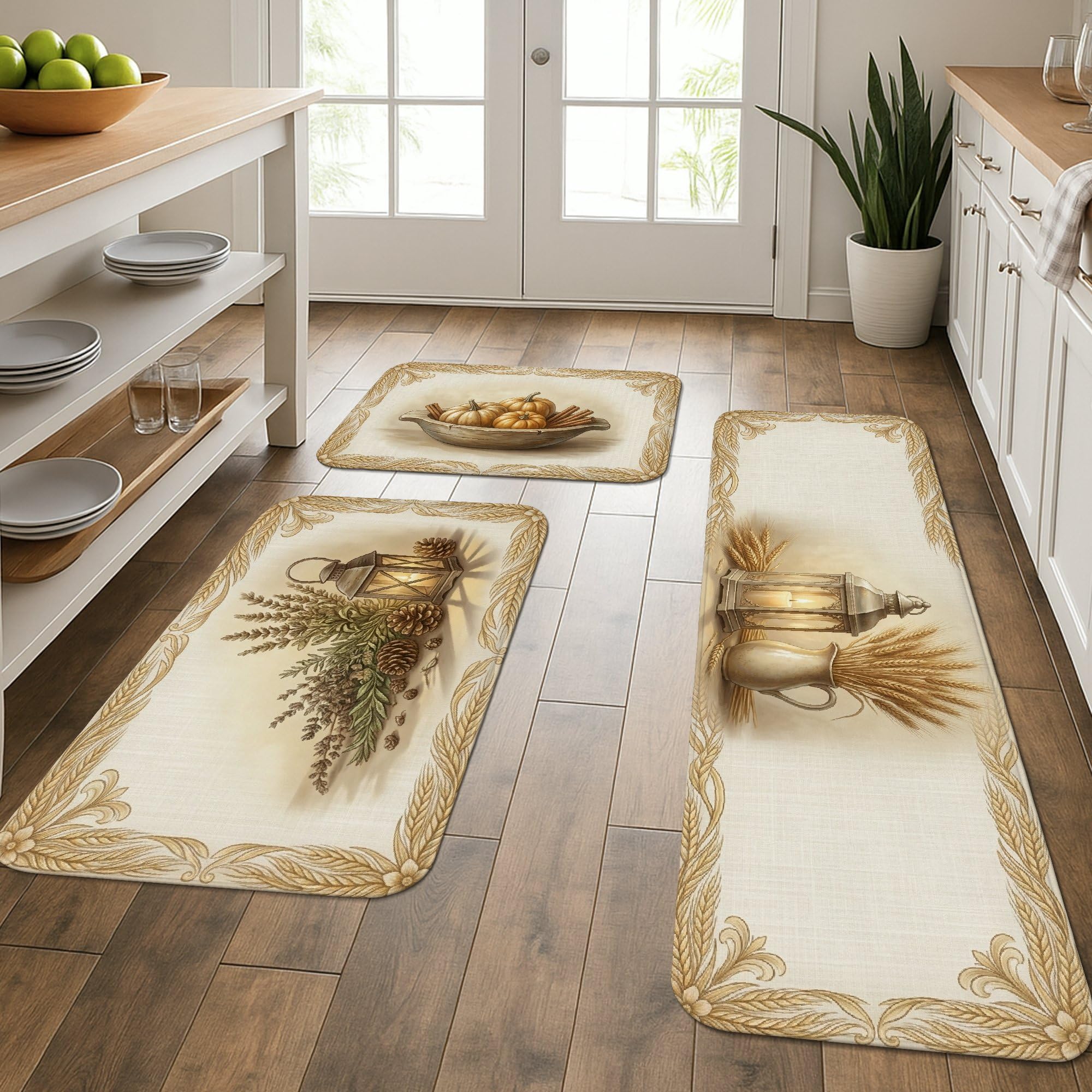 Tapis de cuisine automne lot de 3 tapis confortables pour évier et buanderie