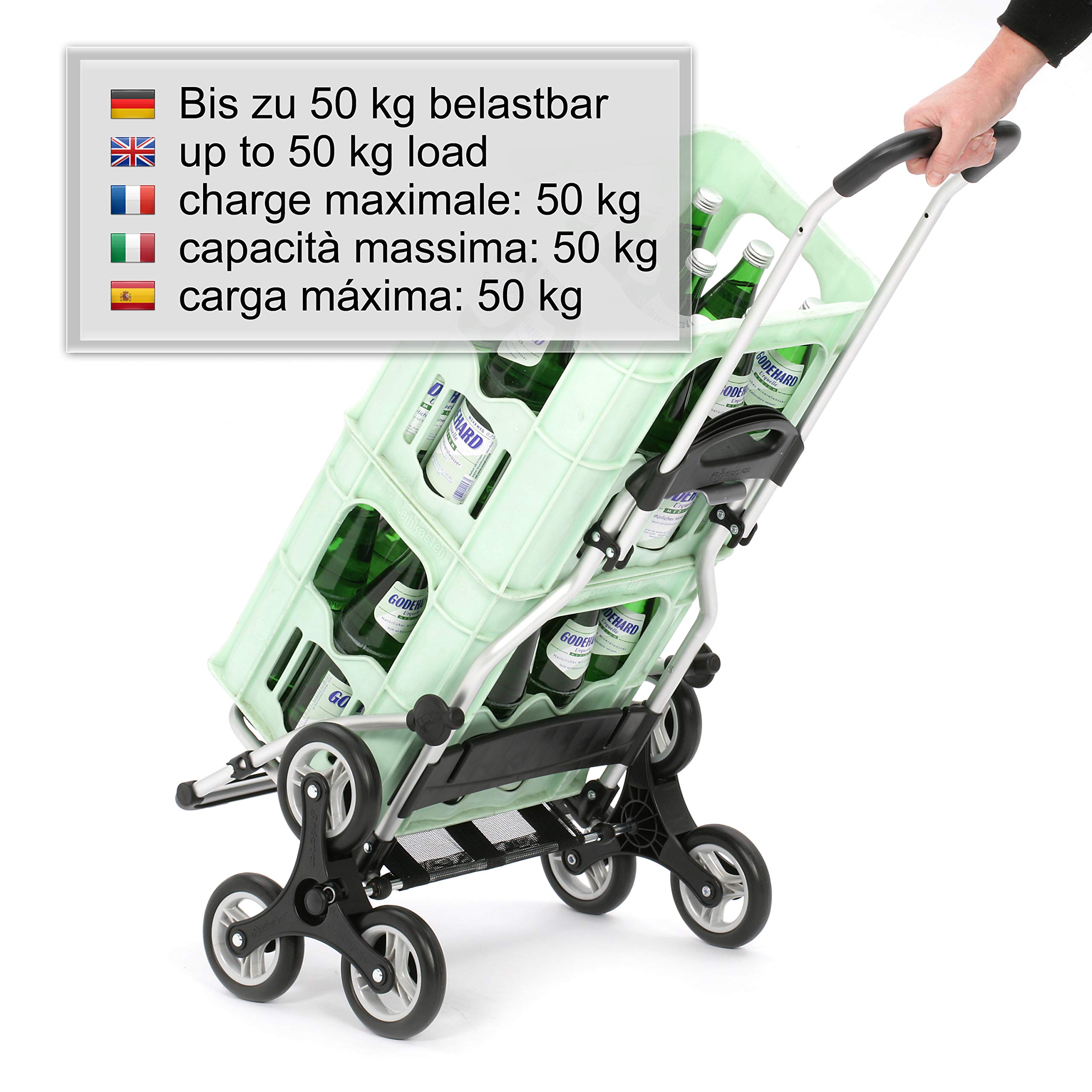 ANDERSEN Einkaufstrolley - Treppensteiger Royal Shopper Ole schwarz 47 L Handwagen,modisch,Shopping, Aluminium, klappbar, Räder abnehmbar, ...