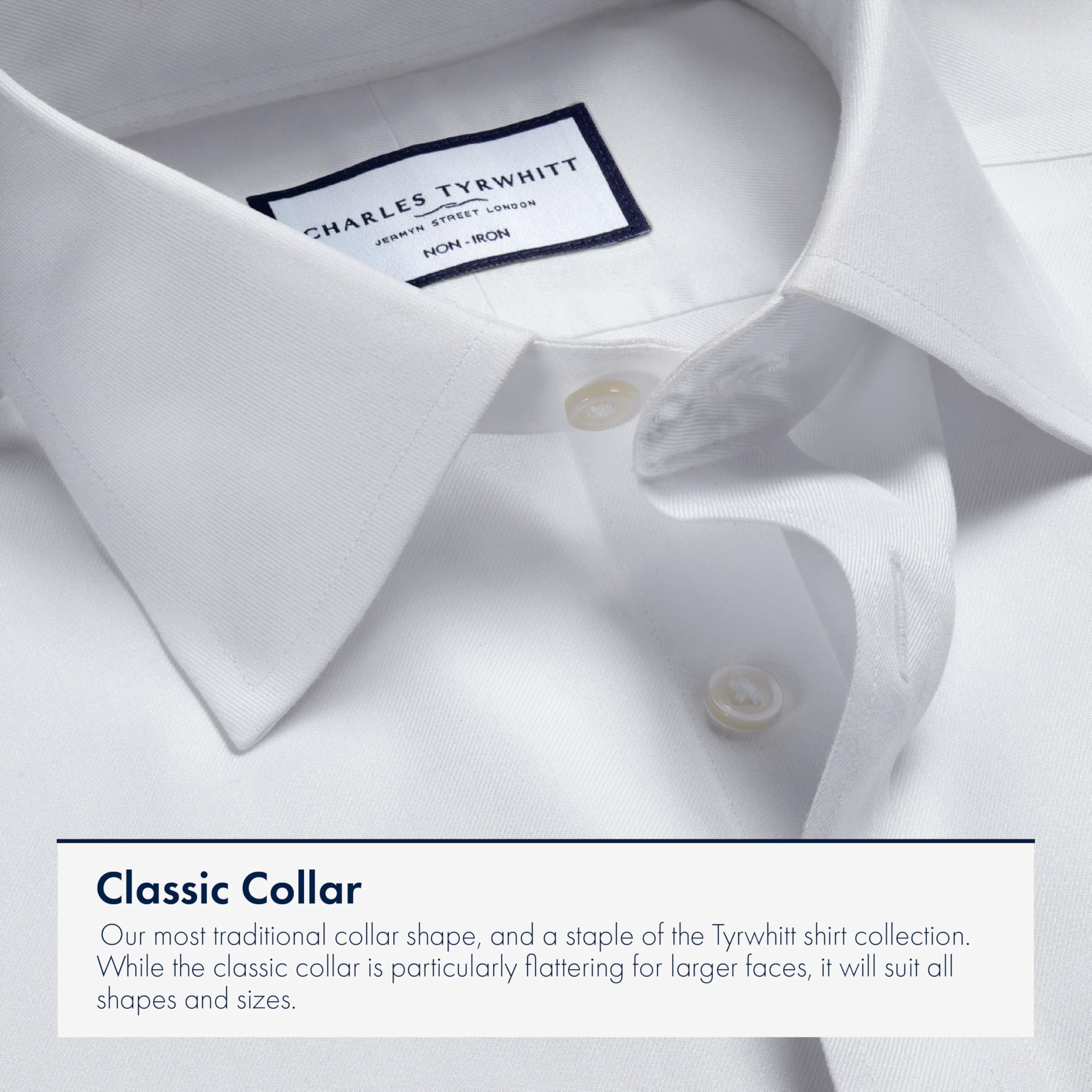 Charles Tyrwhitt Shirts for Men - White Non Iron with 100% Cotton Twill