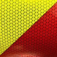 Vista 3 de Cinta Chevron V98 - Cinta reflectante de rayas rojas y amarillo lima, 6 pulgadas x 20 pies, cinta reflectante inclinada a la derecha - Orafol