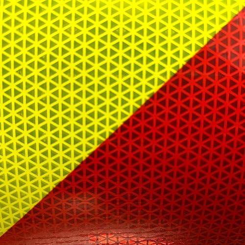Miniatura 3 de Reflective Solutions - Cinta reflectante Chevron V98 - Rayas rojas y amarillas lima- 6 pulgadas x 10 pies inclinadas a la derecha - Certificado