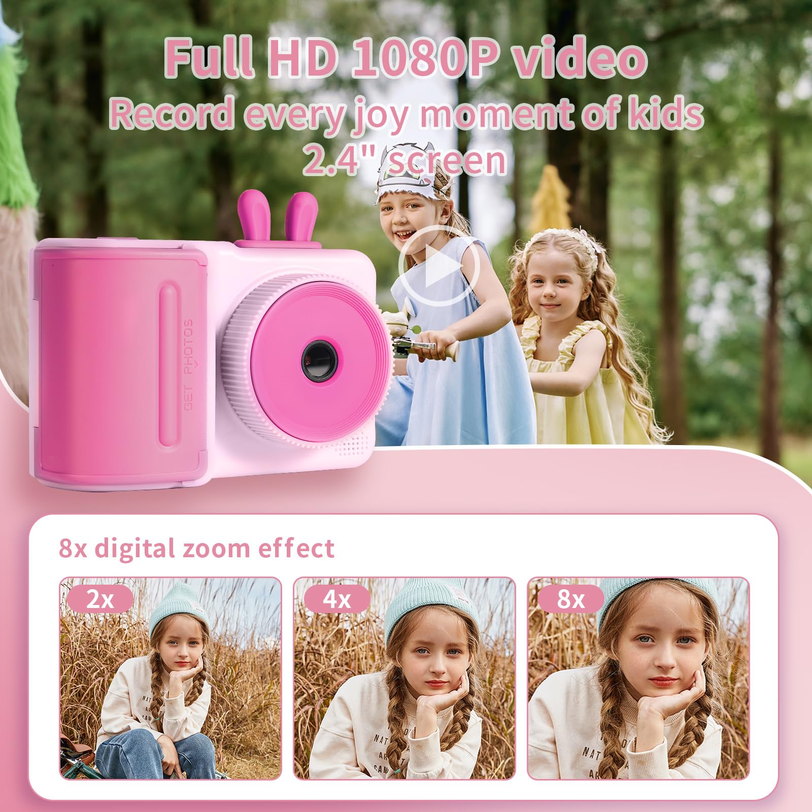 KC5 - Fotocamera a stampa istantanea per bambini (rosa)