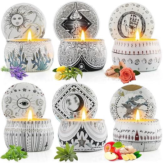 Scented Candles Gift Set, Natural Soy Wax, Stress Relief Gifts for Women, 6 Pack 5.65Oz Aromatherapy Candle, 150H Lasting Burn, Ideal for Birthday, Mother's Day, Thanksgiving, Christmas Gifts