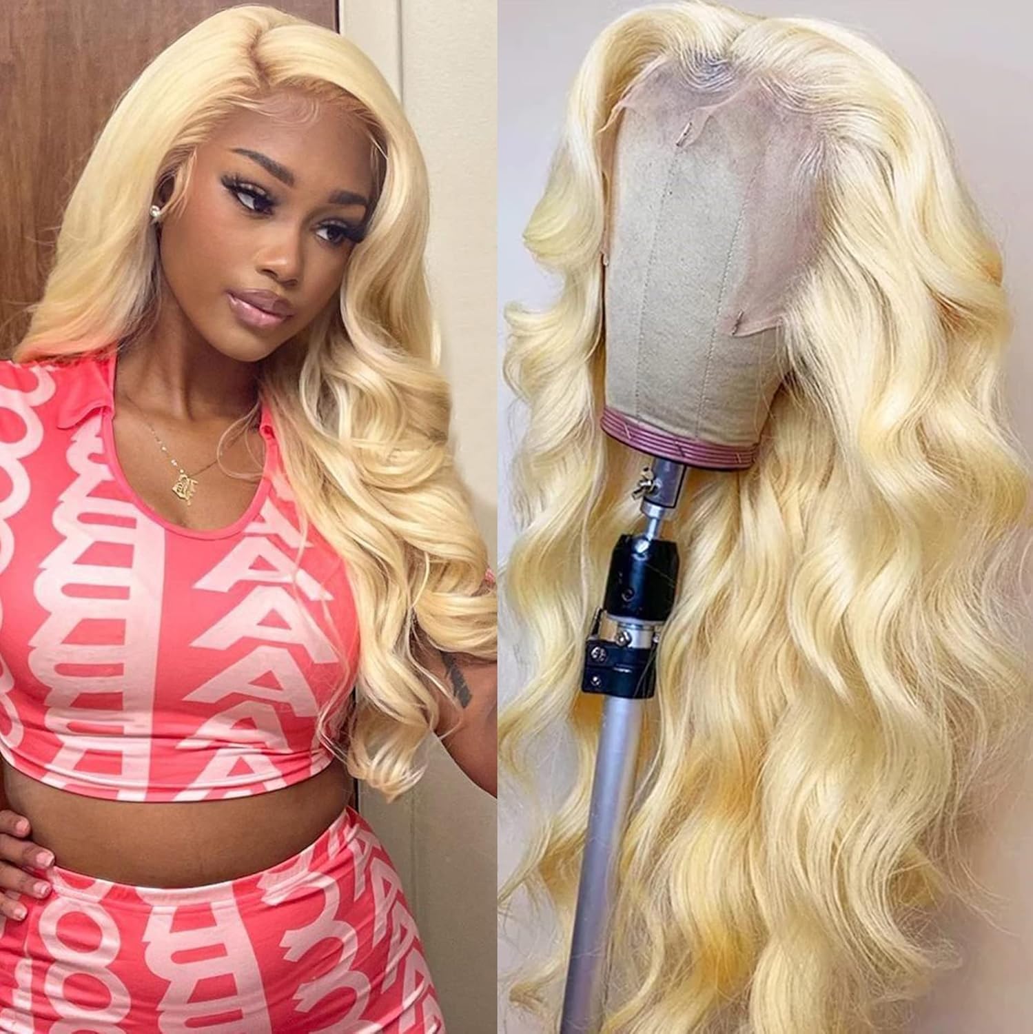 613 Lace Front Wig Human Hair 180 Density 13x4 Blonde