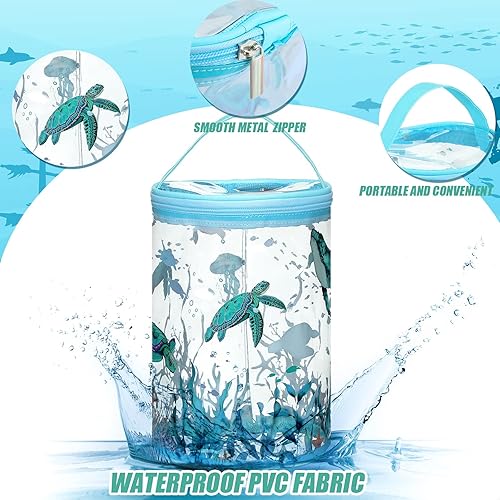 Miniatura 2 de Sanwuta Bolsas de maquillaje estilo playa, estuche de maquillaje transparente, bolsas de aseo para viajes, impermeable, organizador de viaje, bolsas