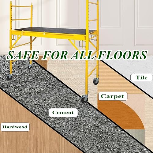 Miniatura 3 de Ruedas de andamio de 5 pulgadas, juego de 2 ruedas de andamio de panadería resistentes con frenos de bloqueo duales, ruedas de goma cuadradas de