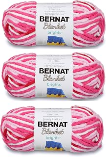 Bernat Blanket Yarn (3-Pack) Super Bulky #6 5.3 Ounce 108 Yards Per Skein (Raspberry Ribbon Varg)