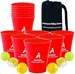 Giant Yard Pong Outdoor Games Set,Giant Yard Pong for Adults and Family with XL Size Buckets, Ring Toss Games for Kids Adult with Carrying Bag, Toss Games for Family Party, Camping, Backyard