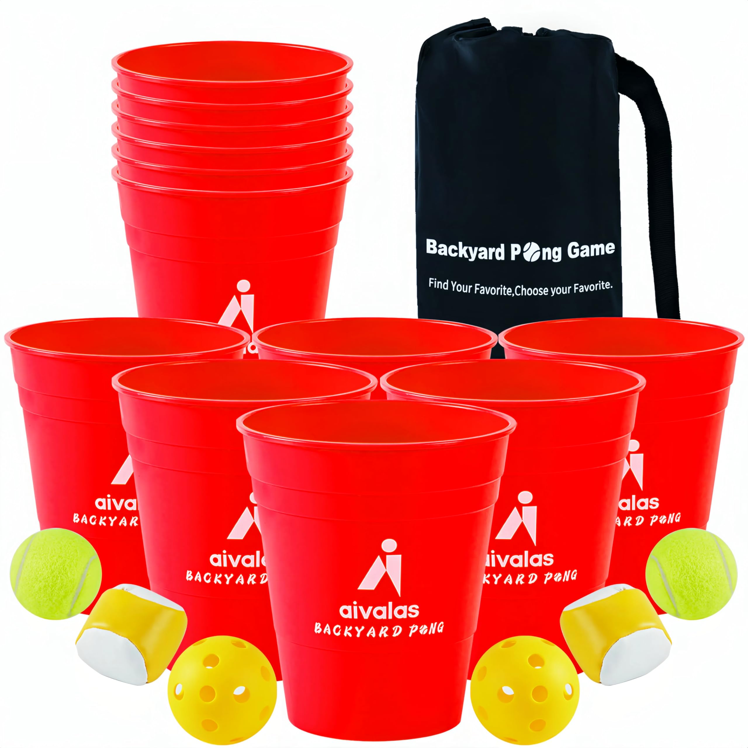 Aivalas Yard Pong Giant Outdoor Toss Games with XL Buckets