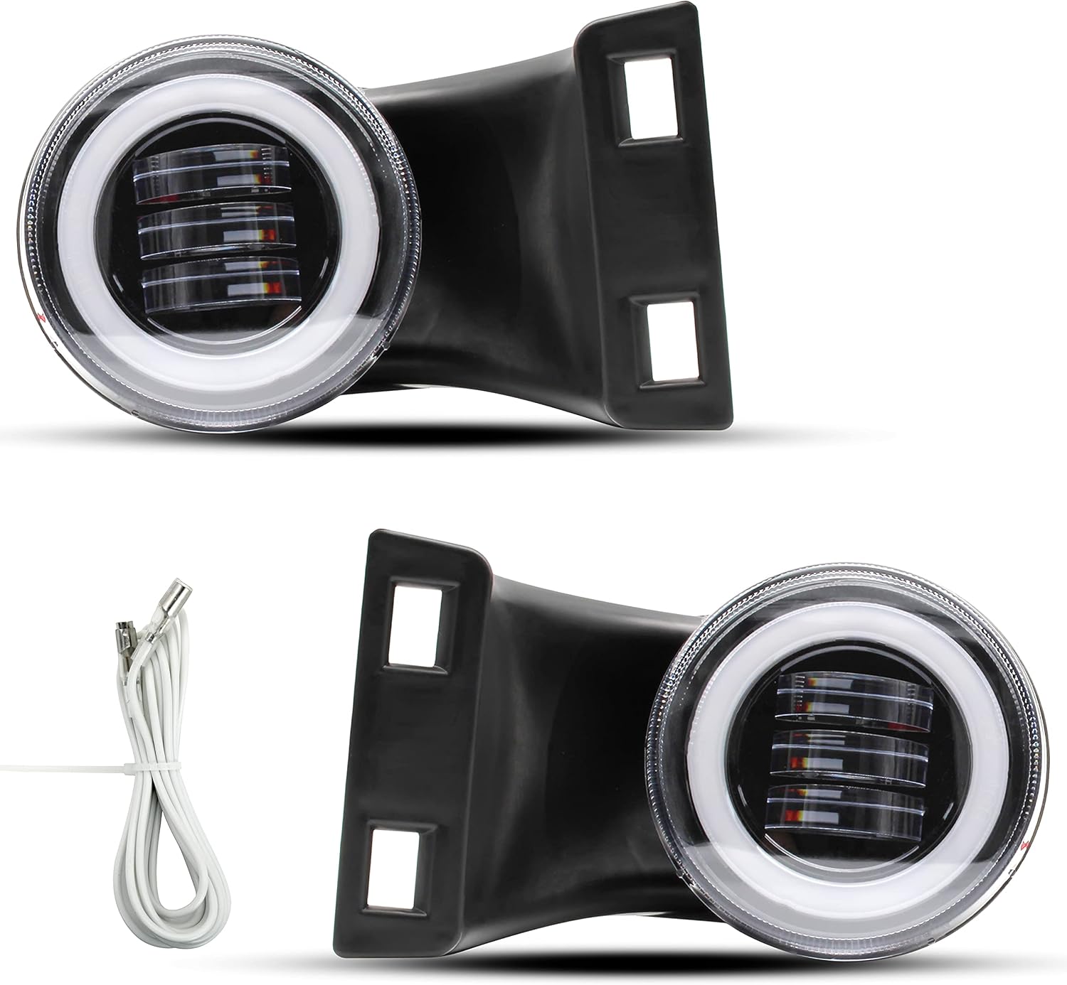 KEWISAUTO LED Fog Lights with Halo Ring DRL for Dodge Ram 1500 2500 3500 94-02, Bumper Driving Fog Lamps Replacement with Daytime Running Lights for 1994-2002 Dodge Ram 1500 2500 3500 Accessories