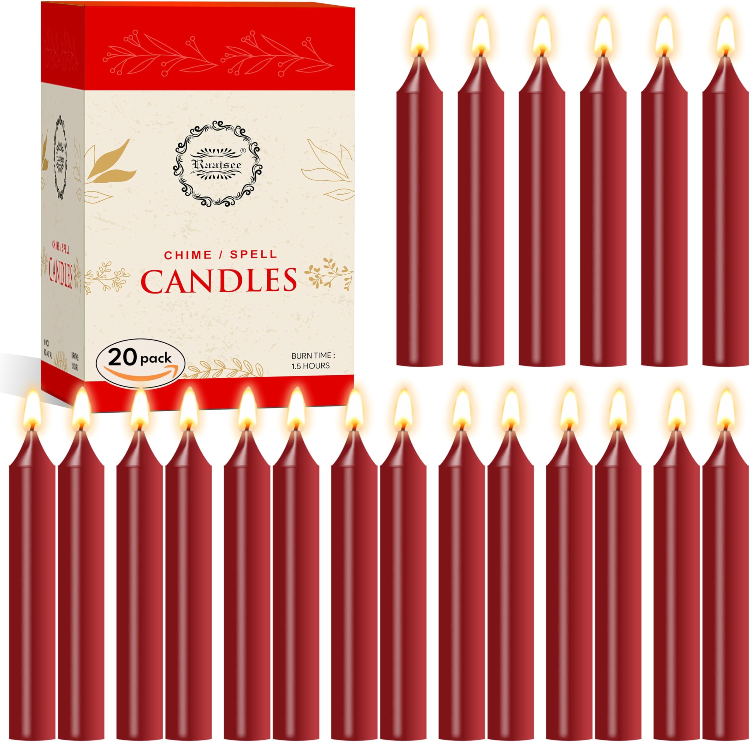 Raajsee Pack of 40 Red Candles | 4" Tall Unscented Mini Taper Candles - Perfect for Witchcraft, Rituals, Spells, Prayer, Meditation, Home Decor, Party Decor Chime Candles.