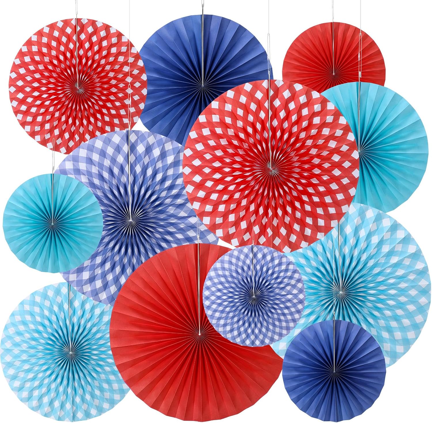 Feifeiya 12 Pcs County Fair Hanging Paper Fans