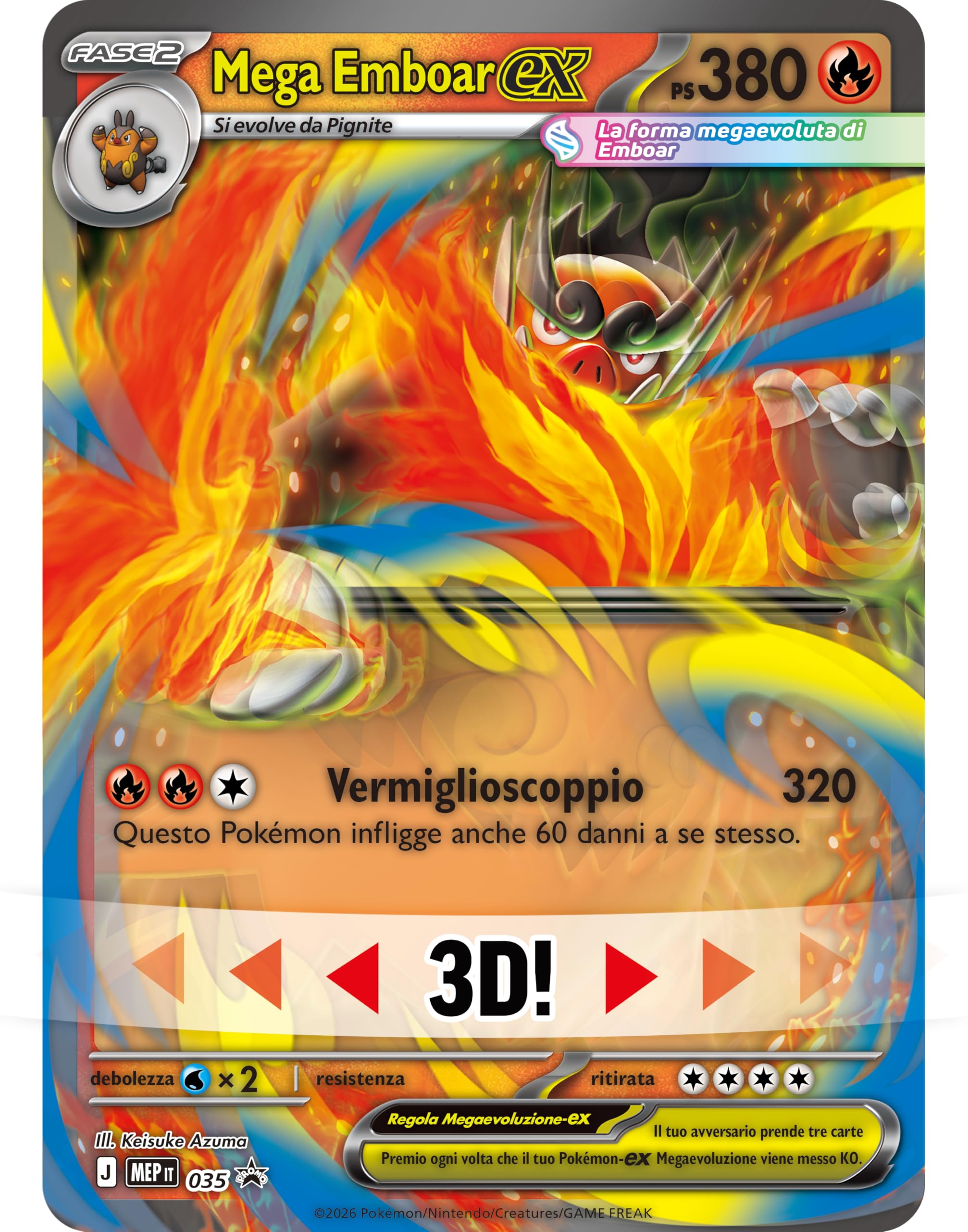 Pokémon: collezione Mega Emboar-ex dell’espansione Megaevoluzione - Ascesa Eroica del GCC Pokémon (una carta promozionale olografica, una carta lenticolare gigante e quattro buste di espansione)