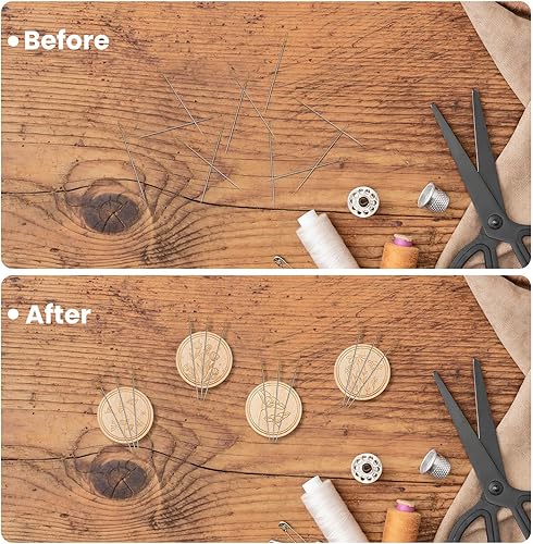 Miniatura 4 de TXIN 6 piezas de agujas para punto de cruz, agujas con patrón de flores, niñera magnética, aguja de coser bordada y soportes para alfileres para